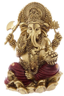 Gold & Red Ganesh Statue 16cm