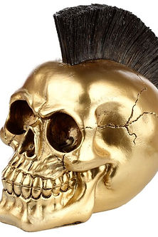 Gold Punk Mohican Skull Ornament